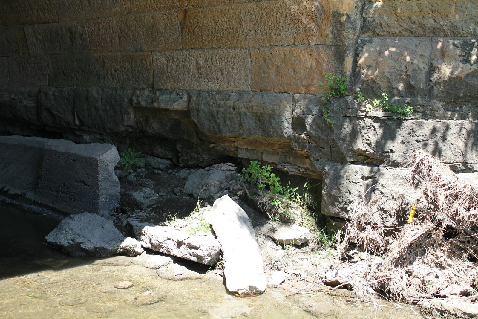 Scouring near southeast corner of bridge